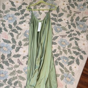 NWT beautiful green shimmery silk slip dress